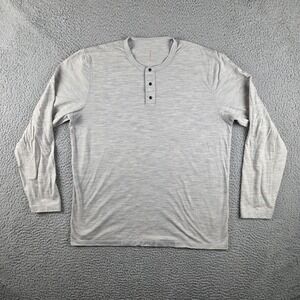 Proof 72 Hour Merino Wool Blend Henley Shirt Mens XL Gray Snap Collar Huckberry